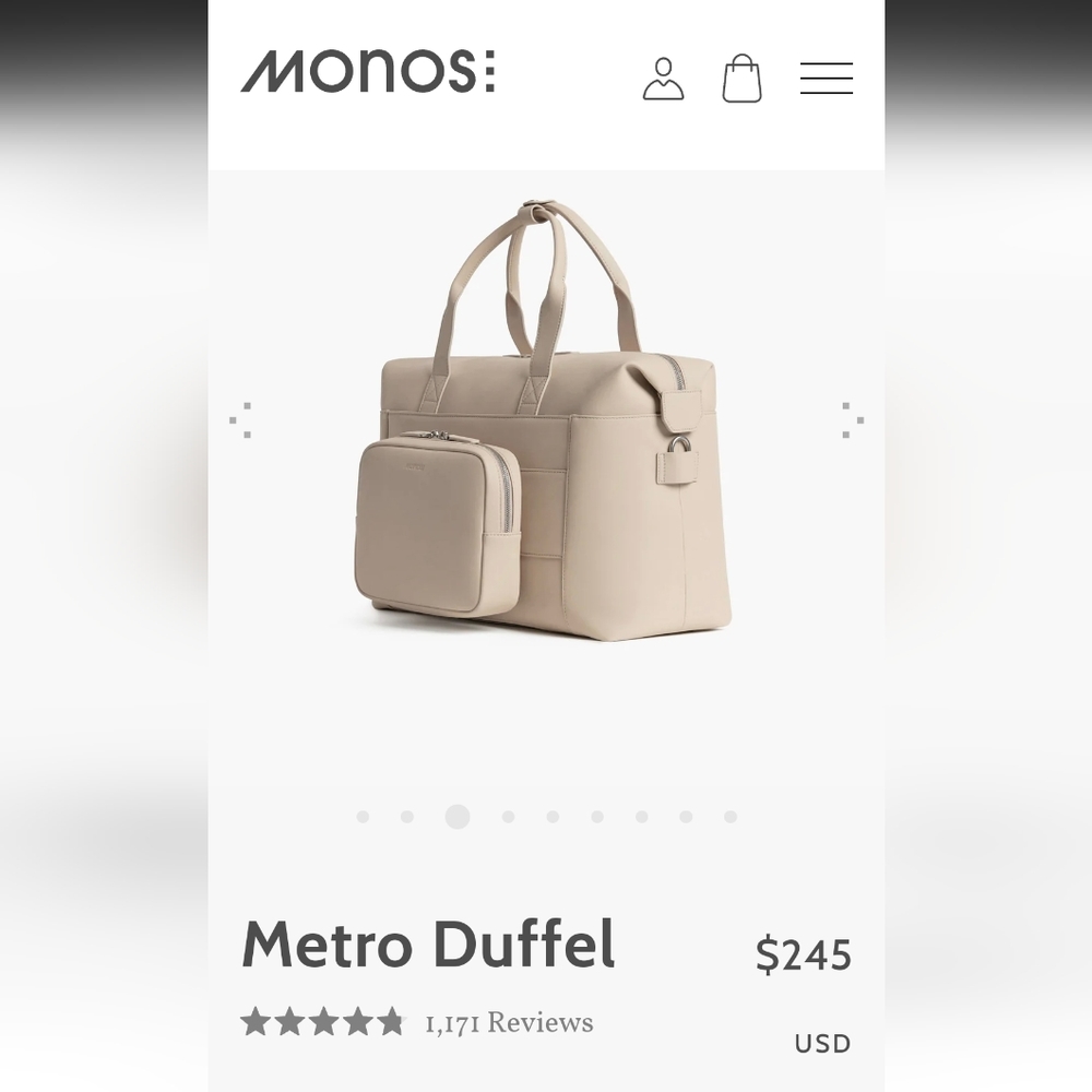 NWOT MONOS Metro Duffel Travel Bag with Classic Folio and Metro Folio!